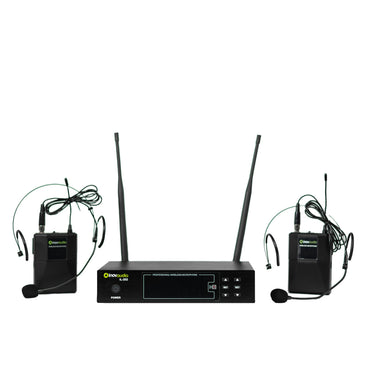 Sistema microfonos Inalambricos Inovaudio Il-202 UHF Receptor Dos Diademas Dos Bodypack